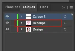 Nommage du calque de découpe d'une étiquette sur-mesure